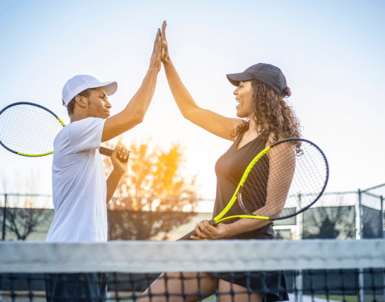 playing tennis